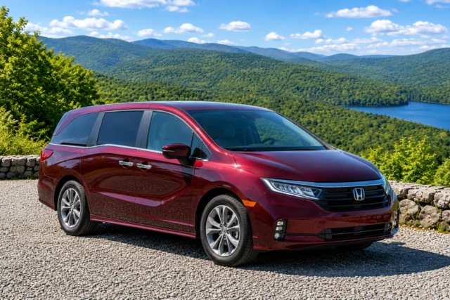 Red Honda Odyssey from the Supreme Rentals van fleet.