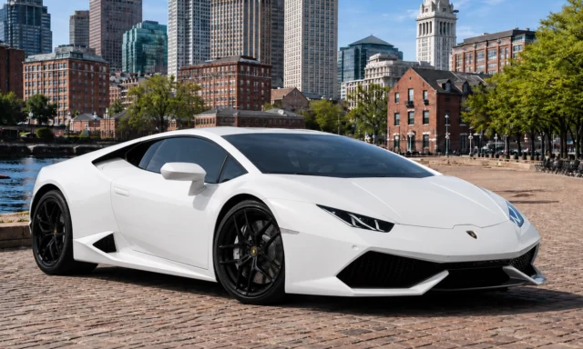 White Lamborghini Huracán from the Supreme Rentals exotic fleet.